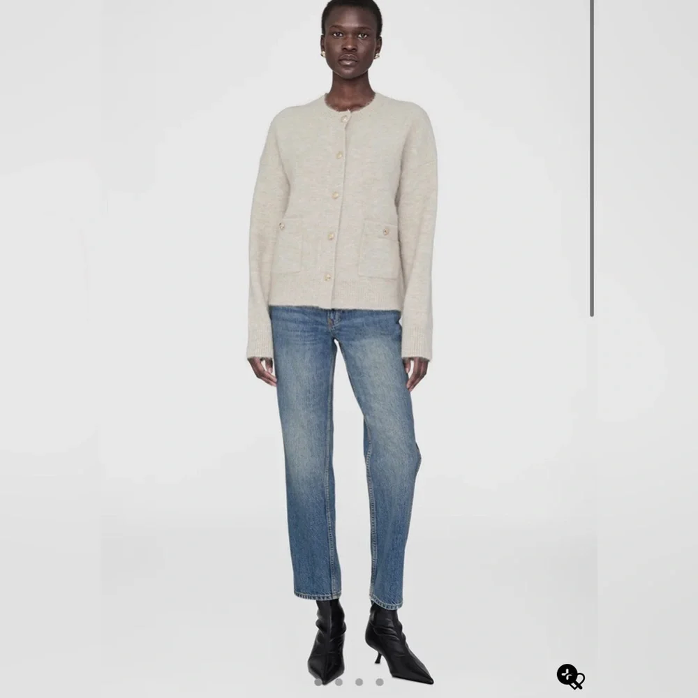 NWT Anine Bing Bobbie Cardigan in Light Oat Size Small Neutral Alpaca Sweater - Picture 6 of 10